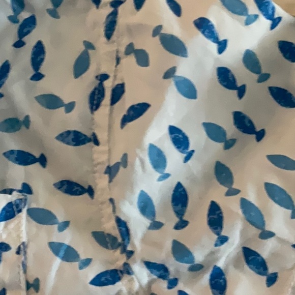 J Khaki Blue Fish Print Button-Up Shirt - Picture 4 of 5